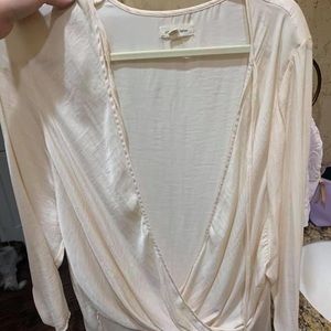 Cream criss cross loose top